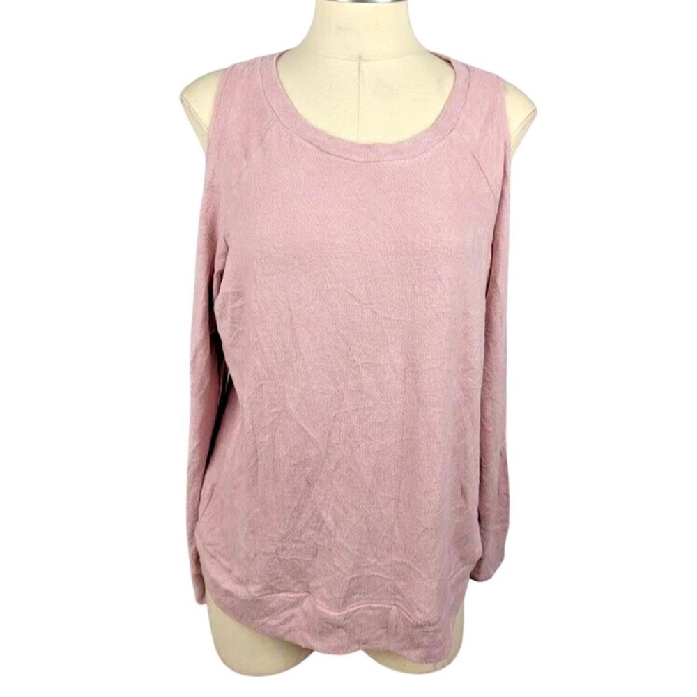 Hippie Rose Juniors' Cold-Shoulder Cozy Sweatshirt Pink Size XL